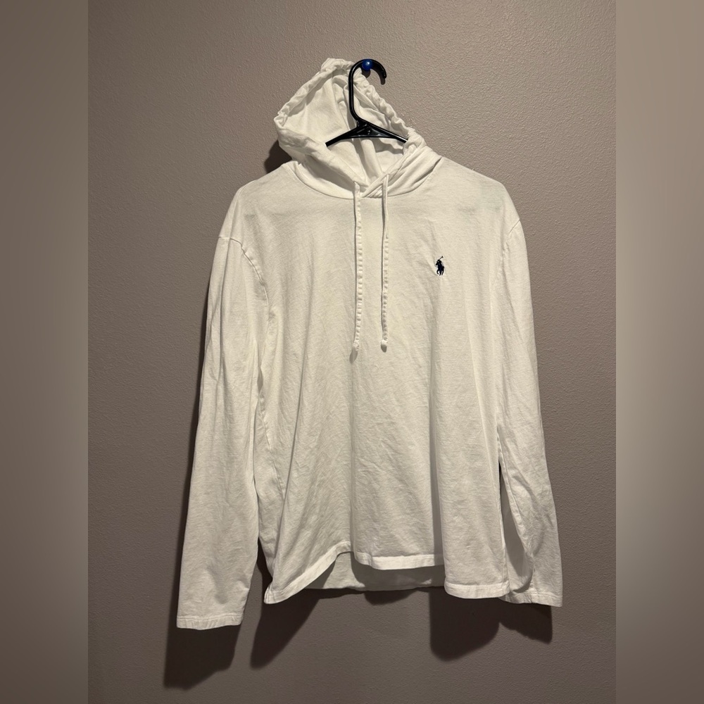 SOLD!Polo Ralph Lauren Men’s White Hoodie Long Sleeve Shirt